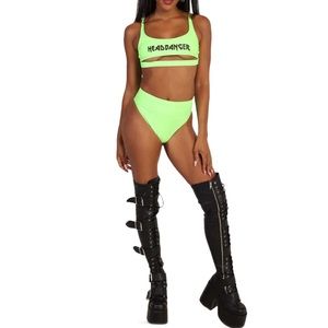 iHeartRaves Recycled Fabric Headbanger Cut-Out Top - Neon Green